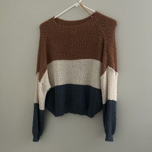 Debut Brown and Cream Crew Neck Sweater